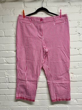 Talbots Pink & White Gingham Cropped Pants, Size 16